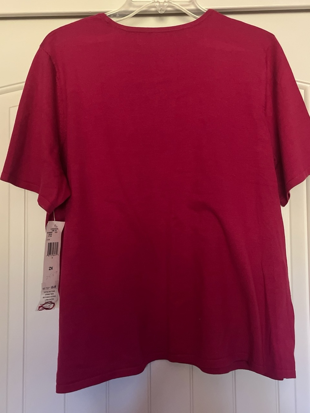 Jones New York Women’s Raspberry Crew Neck Short Sleeve Tee - Picture 2 of 2